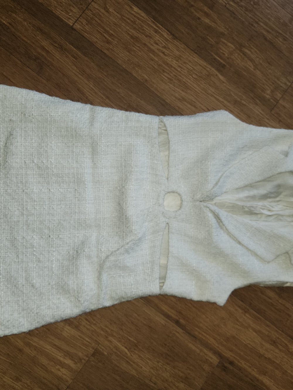 Zara Cream Sleeveless Textured Peek A Boo Dress